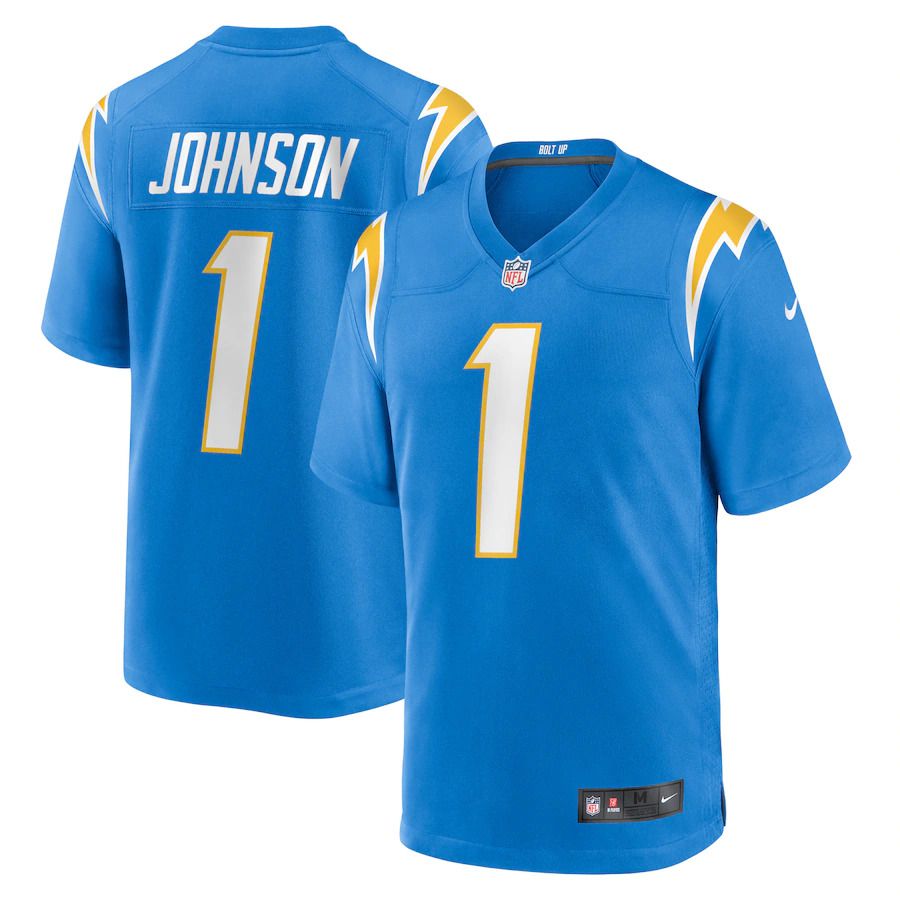 Men Los Angeles Chargers 1 Zion Johnson Nike Powder Blue 2022 NFL Draft First Round Pick Game Jersey